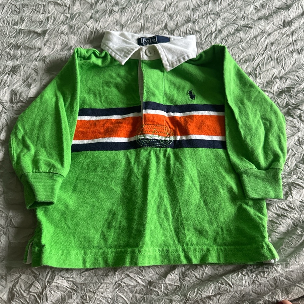 Polo Ralph Lauren Kids Green and Orange Striped Polo